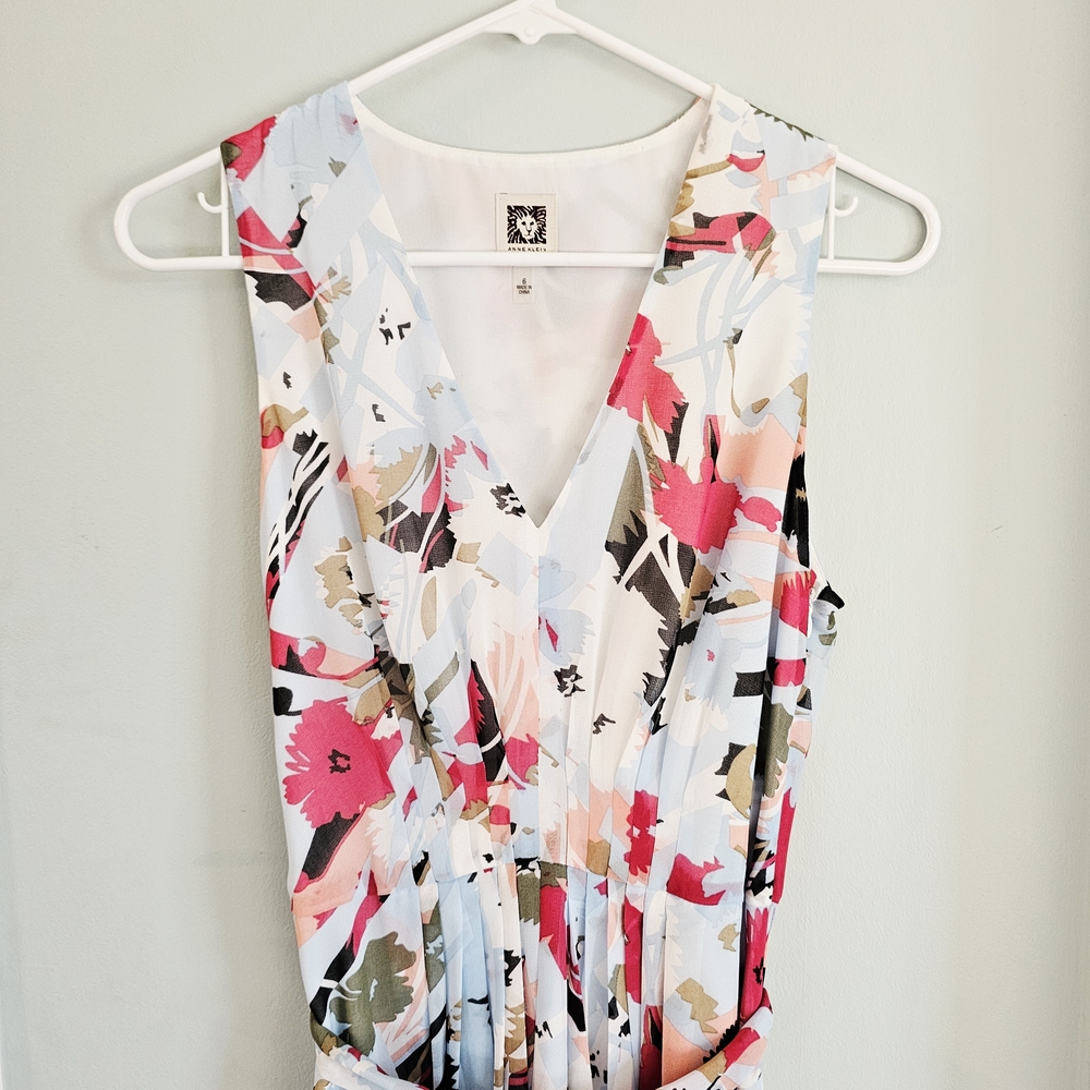 Anne Klein Bright Water Combo Floral Dress - Picture 4 of 6